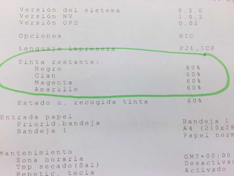 Impresión de lista de test