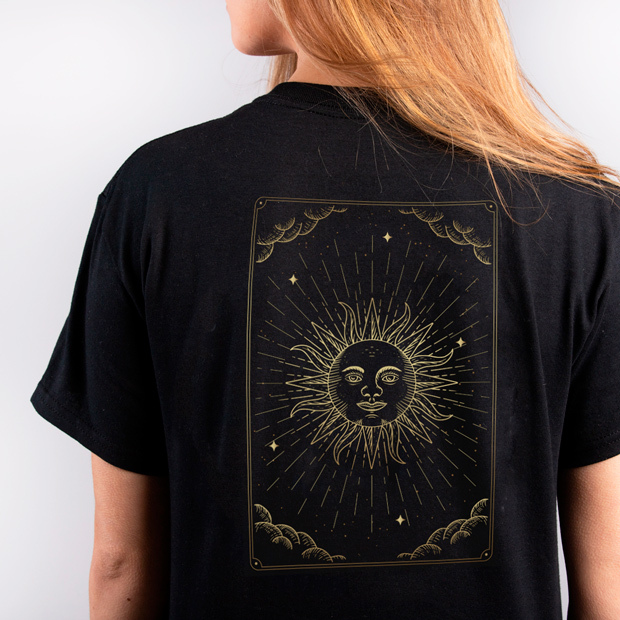 Dark T-shirt with gold Flex-Soft (No Cut) design