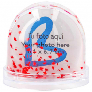 Bola de nieve corazones rojos con foto