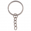 Nickel Plated Steel Round Key Ring Ø2,5cm with Chain - Pack 50 pcs
