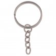 Nickel Plated Steel Round Key Ring Ø2,5cm with Chain - Pack 50 pcs