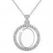 Collier médaille avec brillants rond pivotant Ø33mm sublimable - Argent