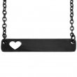 Rectangular Necklace 35x6mm with Heart for Engraving - Black 