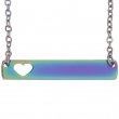 Rectangular Necklace 35x6mm with Heart for Engraving - Rainbow