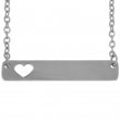 Rectangular Necklace 35x6mm with Heart for Engraving - Silver