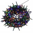 Green garland for Christmas tree with multicoloured flashing LED lights