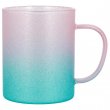 Taza de cristal esmerilado bicolor rosa/azul sublimable