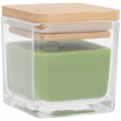 Square Scented Candle with Bamboo Lid for Engraving - Green/Apple